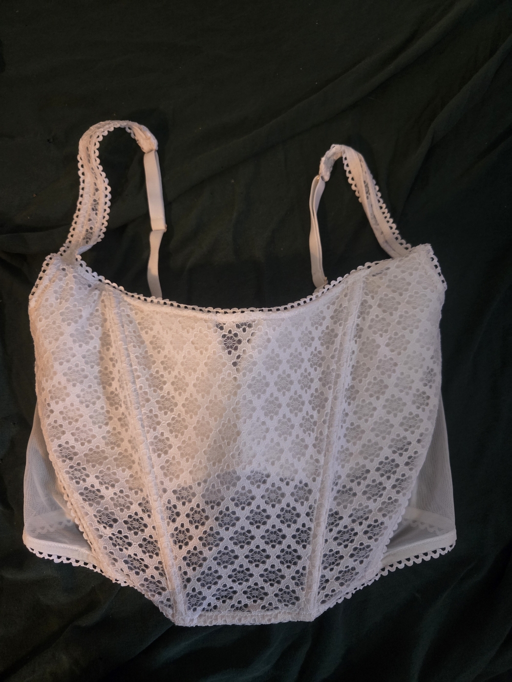 Adore Me White Floral Lace Bustier